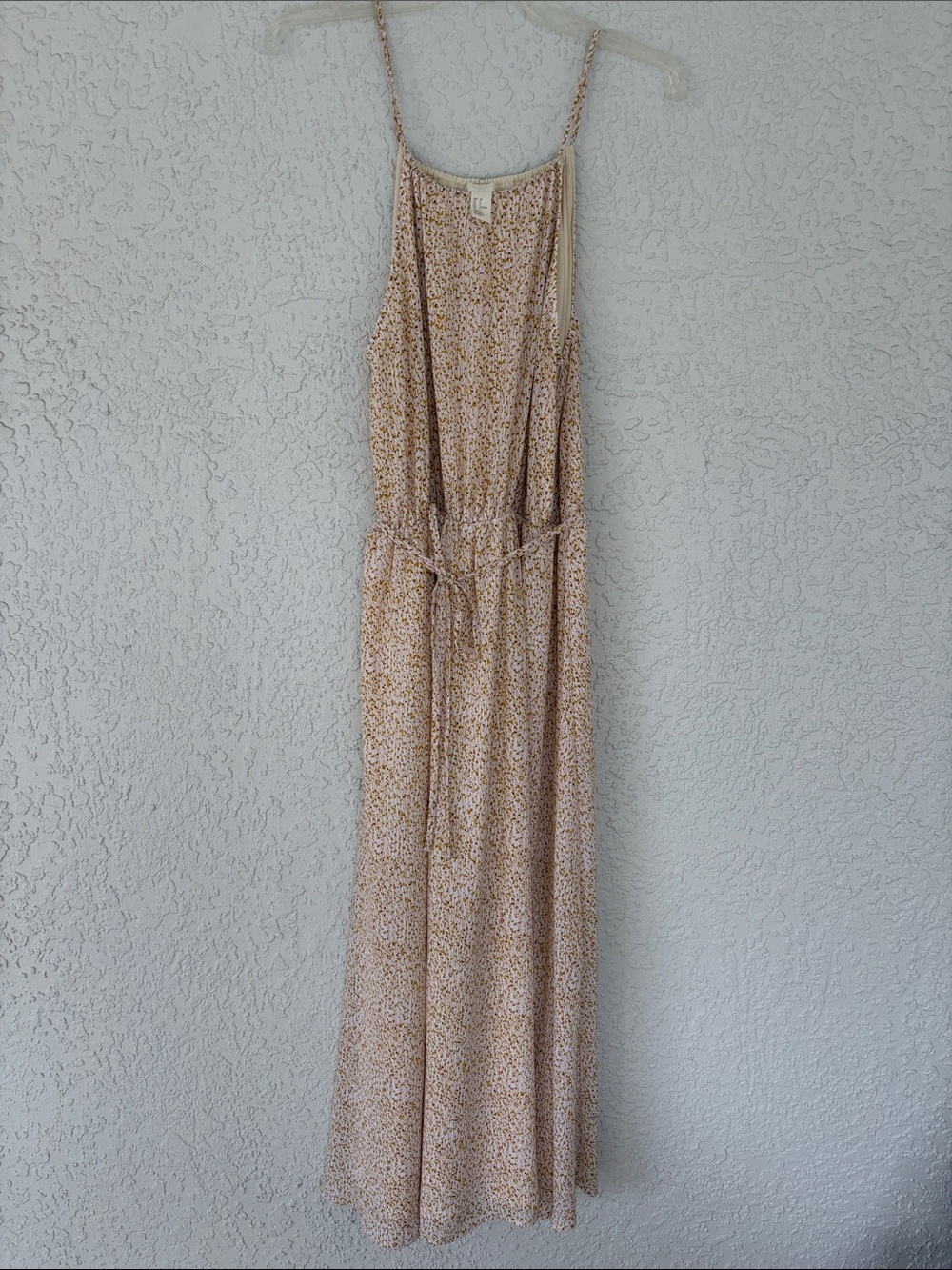 H&M Cream Floral Spaghetti-Strap Maxi lined Dress size 8